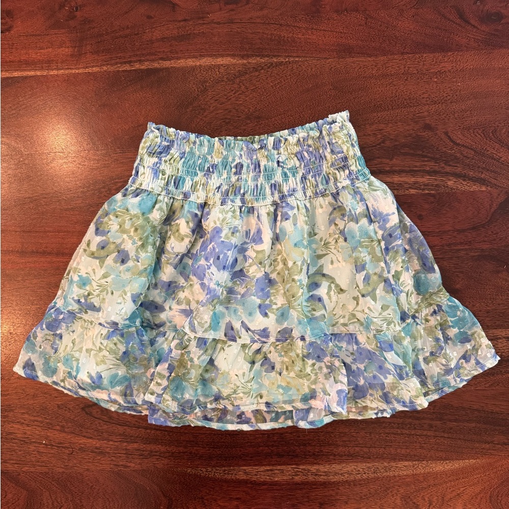 Abercrombie Kids Floral Blue and Green Ruffled Skirt with built in shorts